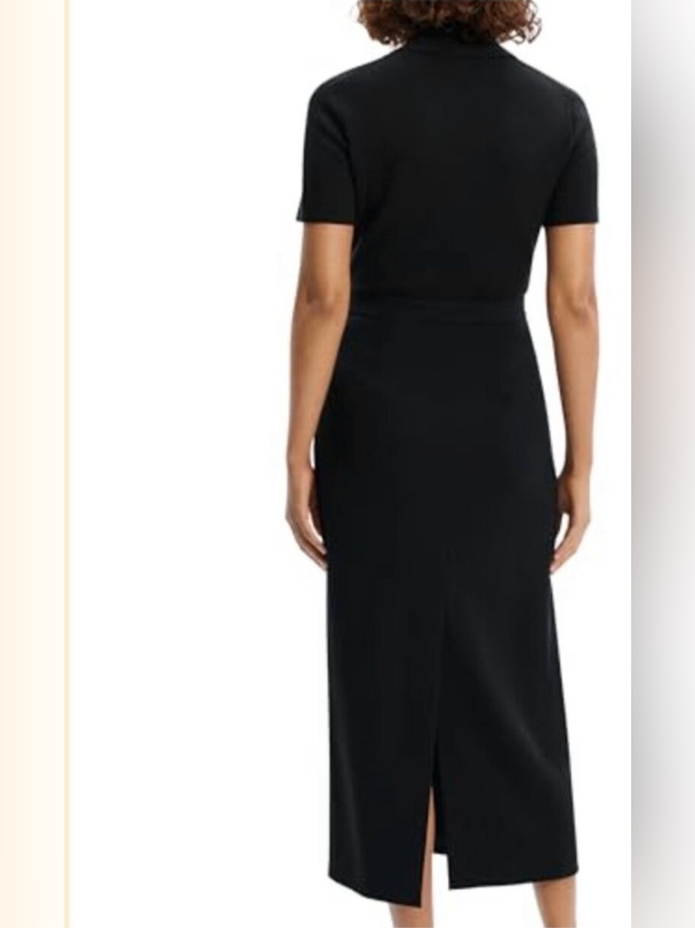 NEW Theory Black Short-Sleeve Midi DRESS - Picture 5 of 7